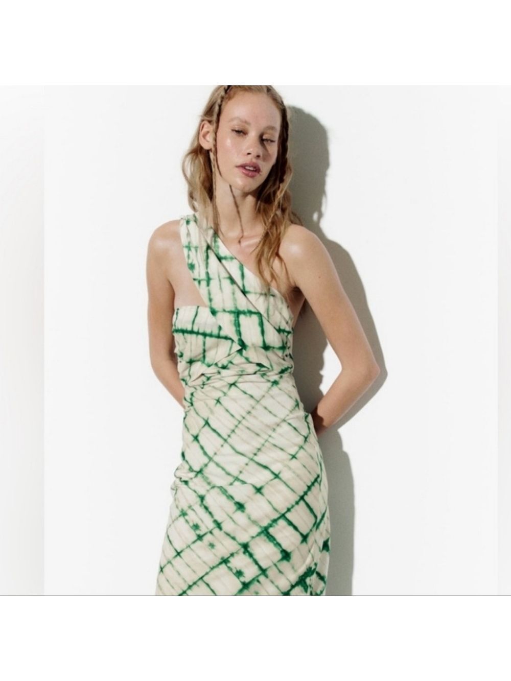 NWT Zara Printed Ecru Midi Dress, Size XL - Picture 6 of 15